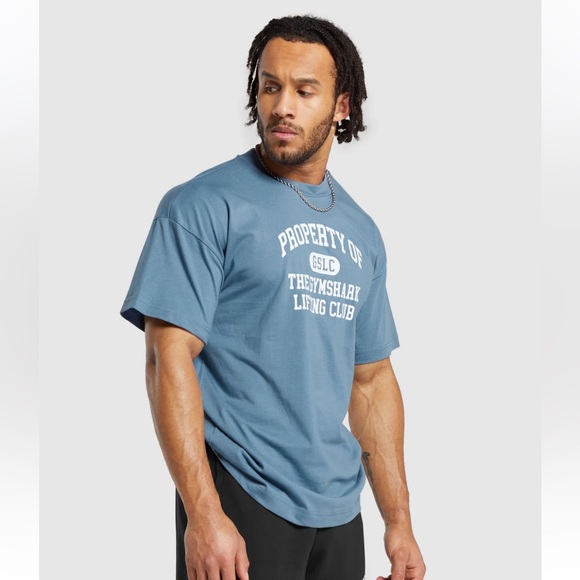 Gymshark Property Of T-Shirt XL Faded Blue - Picture 7 of 10